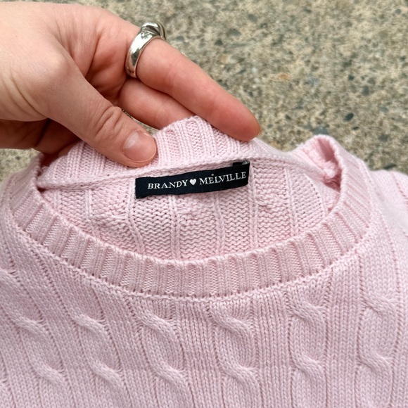 Brandy Melville Soft Pink Cable Knit Sweater | Small - Picture 3 of 7
